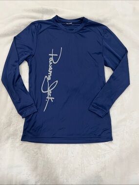 Panama Jack Navy Blue Long-Sleeve Kids Rashguard with Vertical Logo